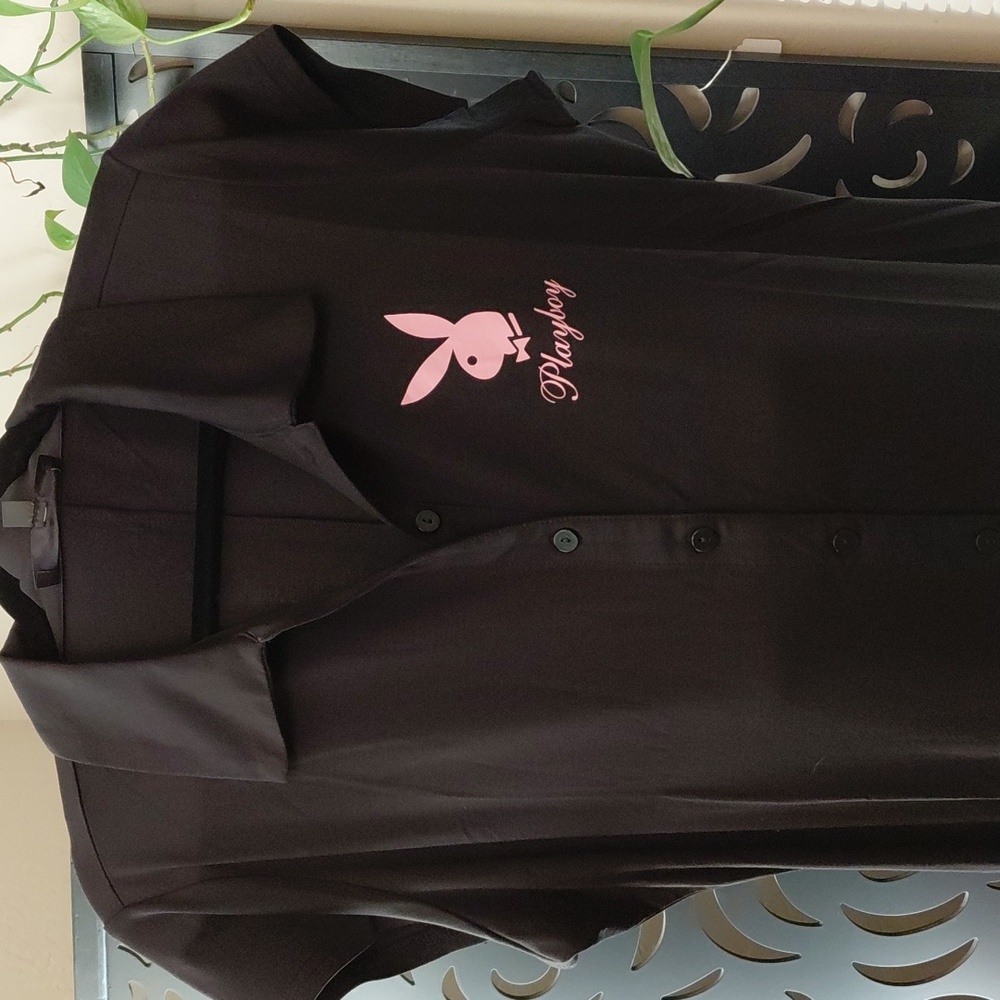 Dollskill Playboy 1X Black Short Sleeve Romper Buttons Down Front